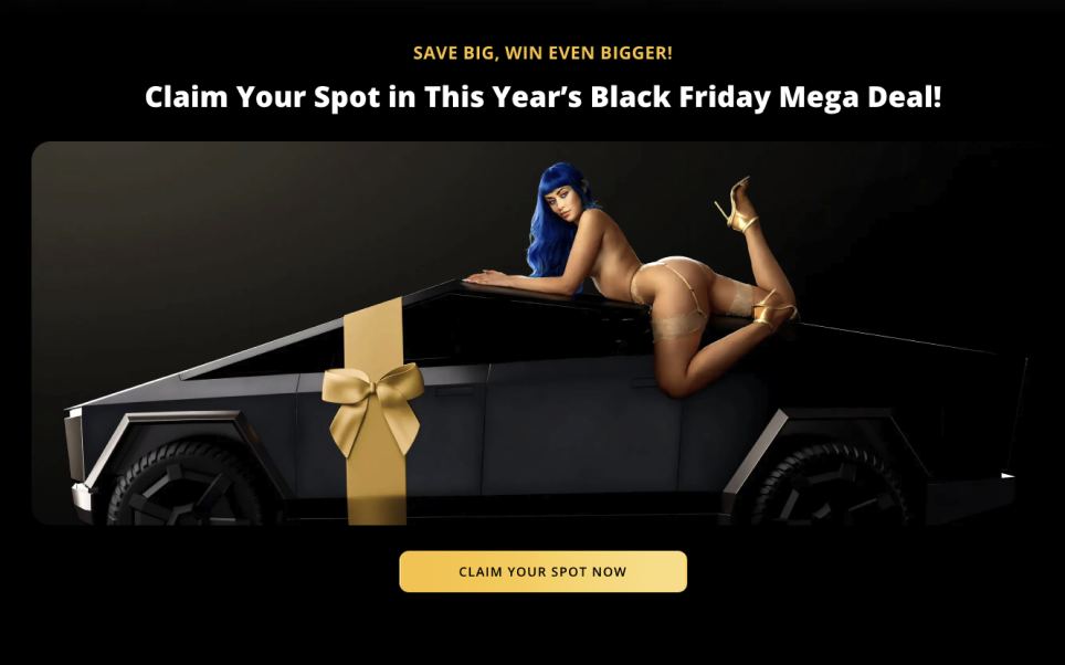 Black Friday Cybertruck giveaway page for the US streaming platform